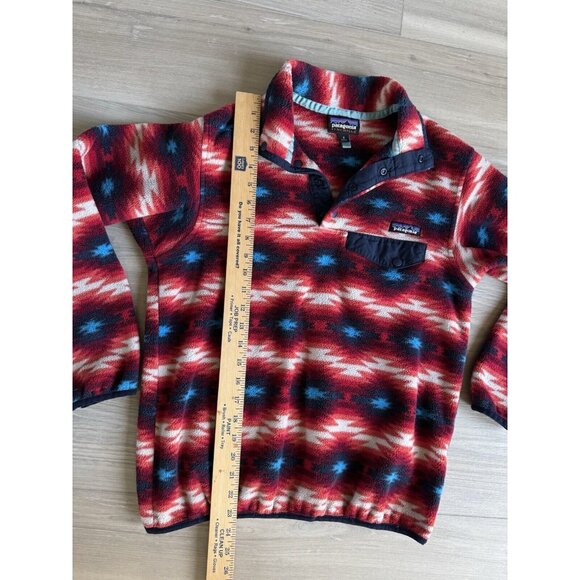Women's PATAGONIA Synchilla Snap-T Pullover fleece Sz S Red Wild Desert Aztec‎ - Picture 4 of 8